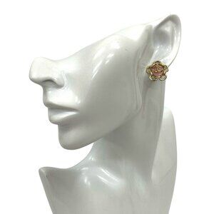 CHANEL Authentic Pink Logo Earrings